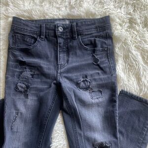 Boys Black Skinny Distressed Jeans with Worn-In Look